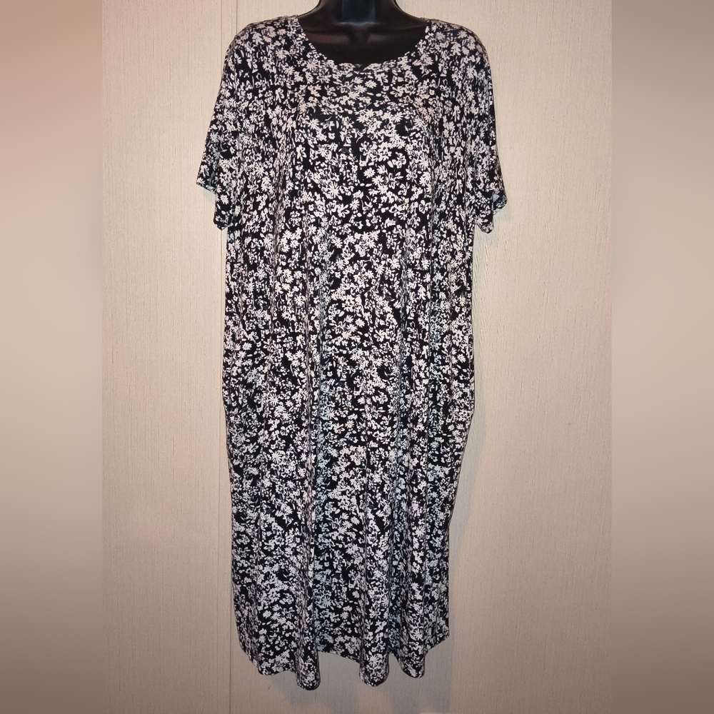 Terra & Sky Monochrome Long Floral Dress